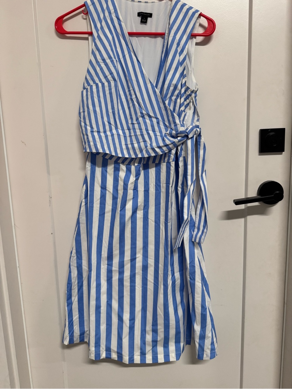 Ann Taylor Blue and White Striped Wrap Dress